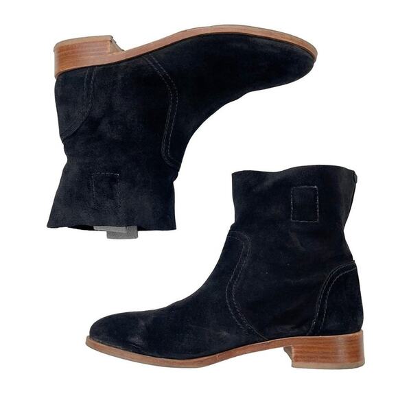 Boden SIZE 40 (US 8.5) Black Suede Pull-On Minimalist 1" Heel Ankle Boots $180 - Picture 2 of 8